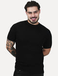 Camiseta Dixen Masculina Tricot Manga Curta Gola Careca Preta