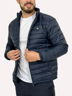 Jaqueta King & Joe Masculina Nylon Puffer Gola Azul Marinho