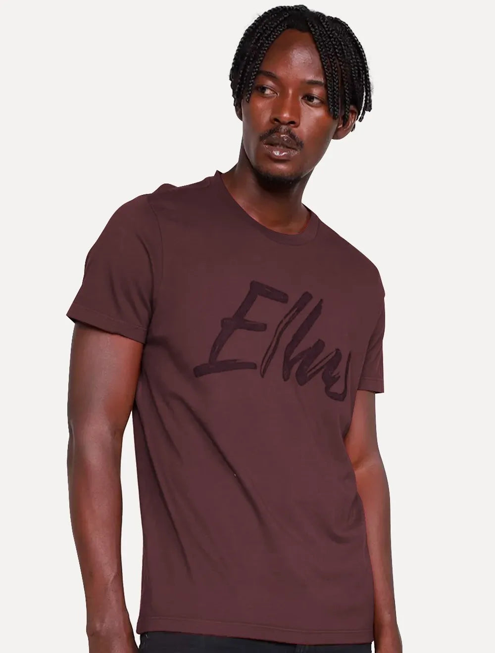 Camiseta Ellus Masculina Maxi Logo Classic Brush Bordô