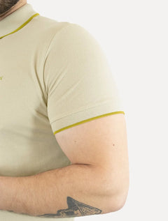 Polo Colcci Masculina Piquet Gold Frisos Simple Logo Areia