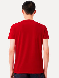 Camiseta Lacoste Masculina Jersey Pima Cotton Gola V Vermelha