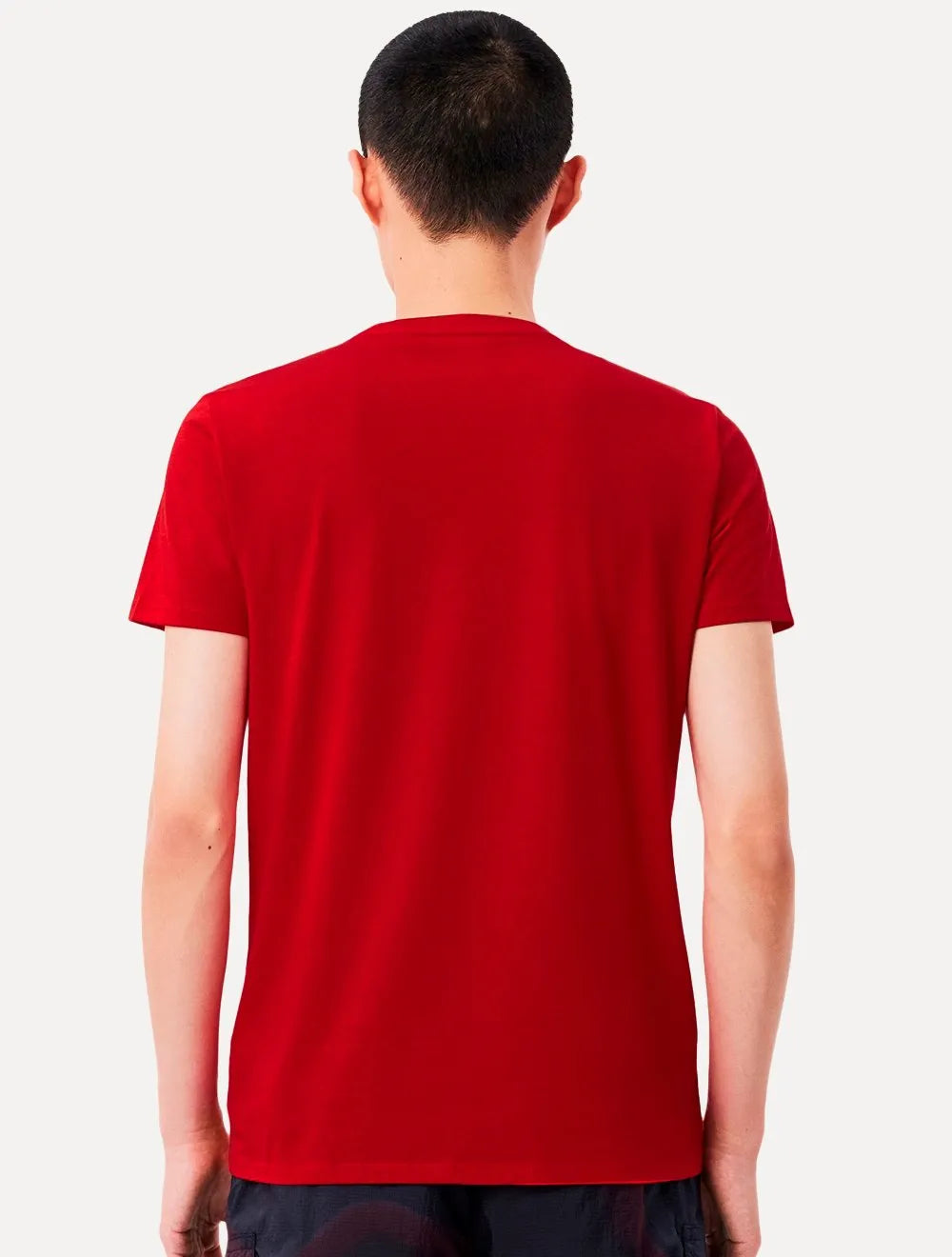 Camiseta Lacoste Masculina Jersey Pima Cotton Gola V Vermelha