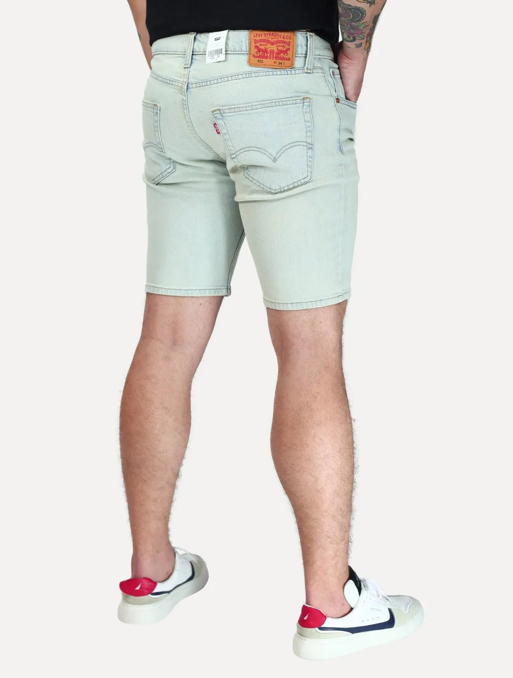 Bermuda Levis Jeans Masculina 412 Slim Shorts Stretch Verde Claro
