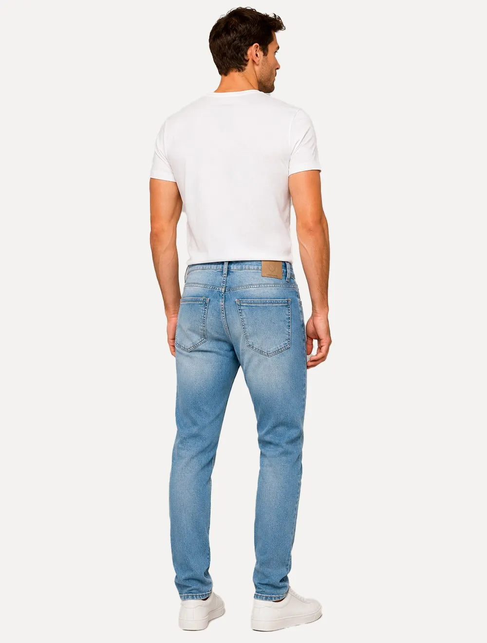 Calça Dudalina Jeans Masculina Slim Classica Five Pockets Azul Claro