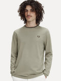Blusa Fred Perry Masculina Regular Manga Longa Twin Tipped Areia