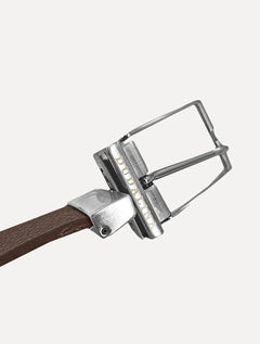 Cinto Dudalina Masculino Couro Dupla Face Grain Marrom Café