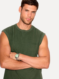 Regata John John Masculina Relaxed Fit Stone Mini Logo Verde Militar