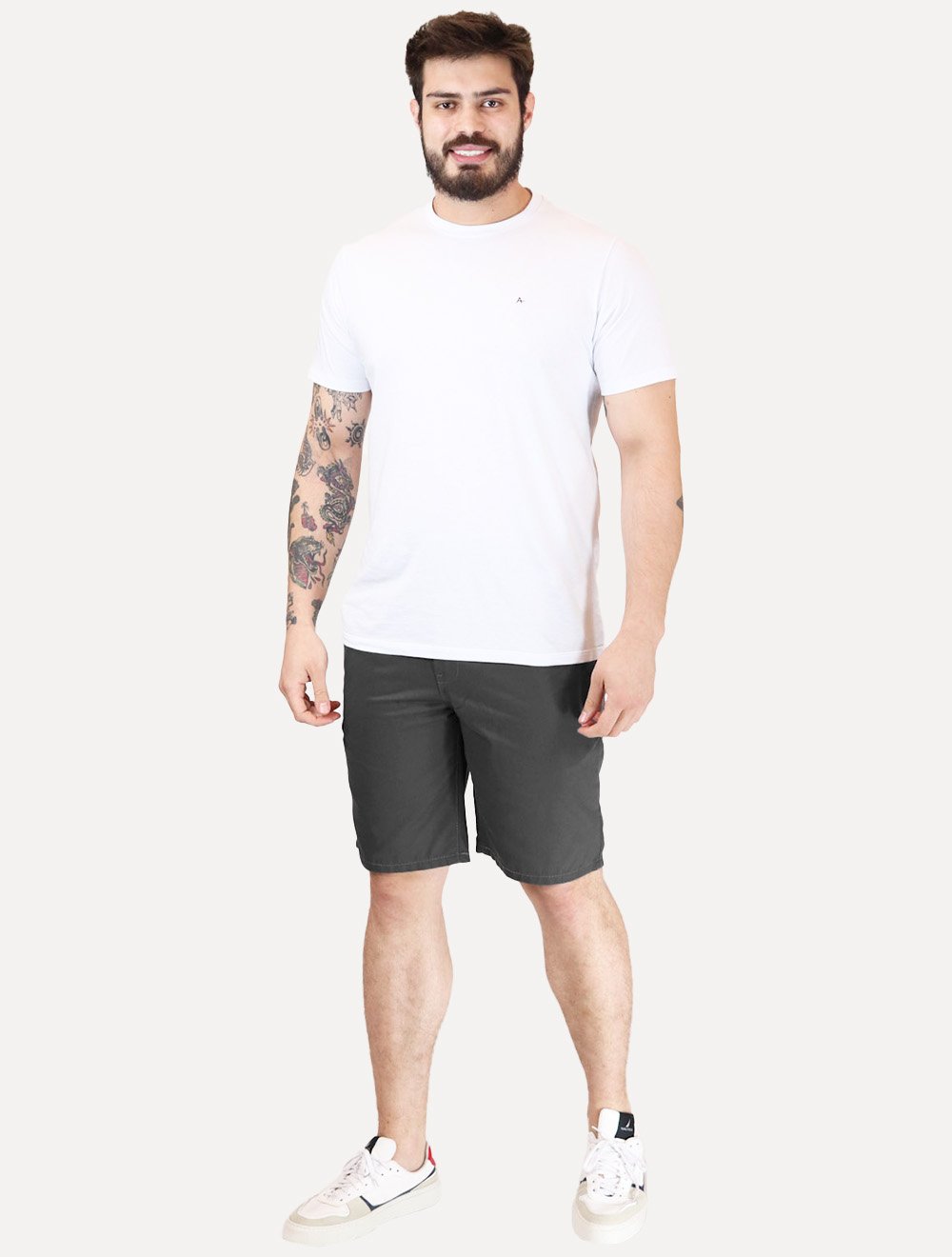 Bermuda Levis Masculina Sarja Chino Straight Cinza Escuro