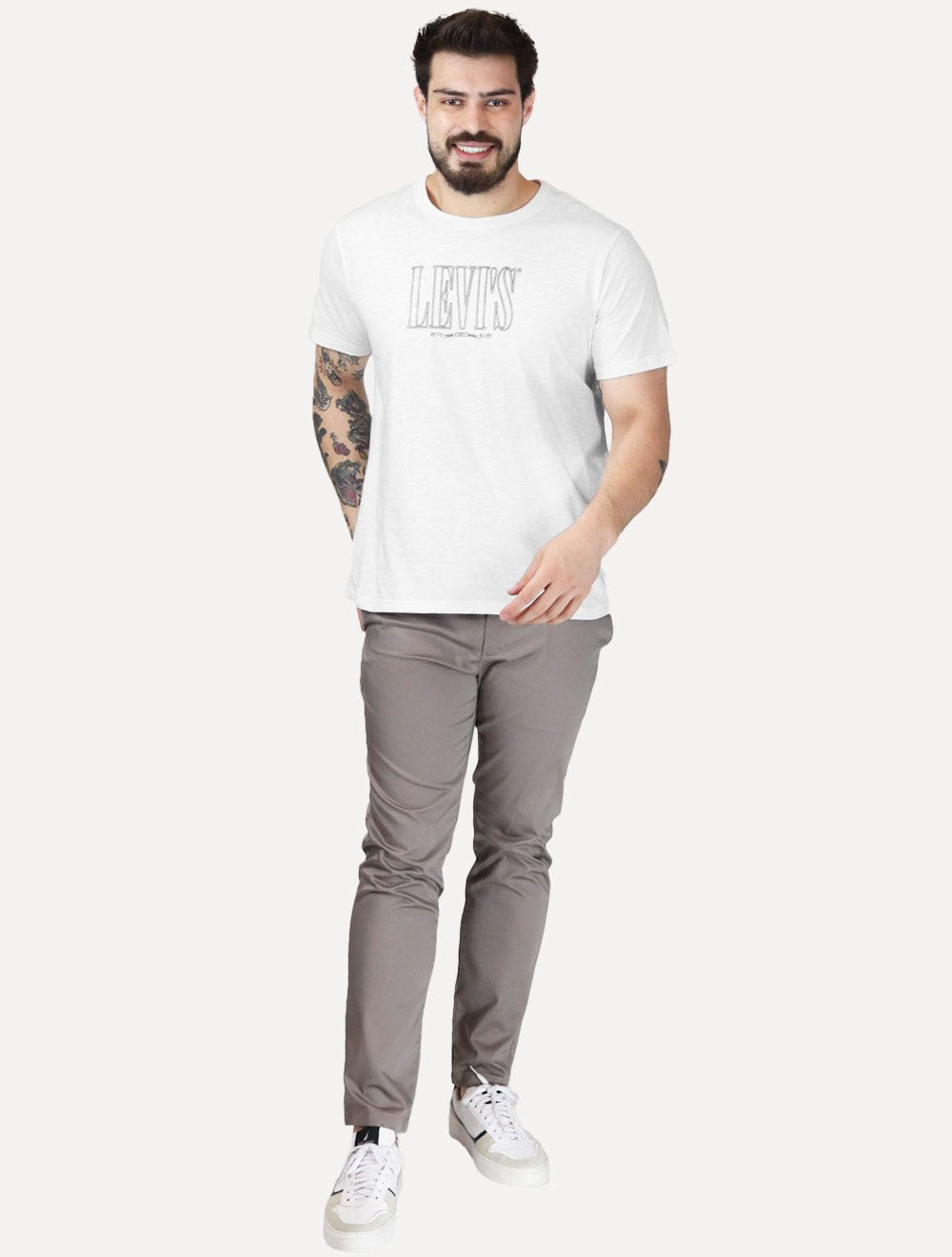 Camiseta Levis Masculina Rope Country Center Logo Branca Mescla
