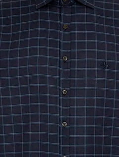 Camisa Dudalina Masculina Comfort Superfine Cotton Xadrez Azul Marinho