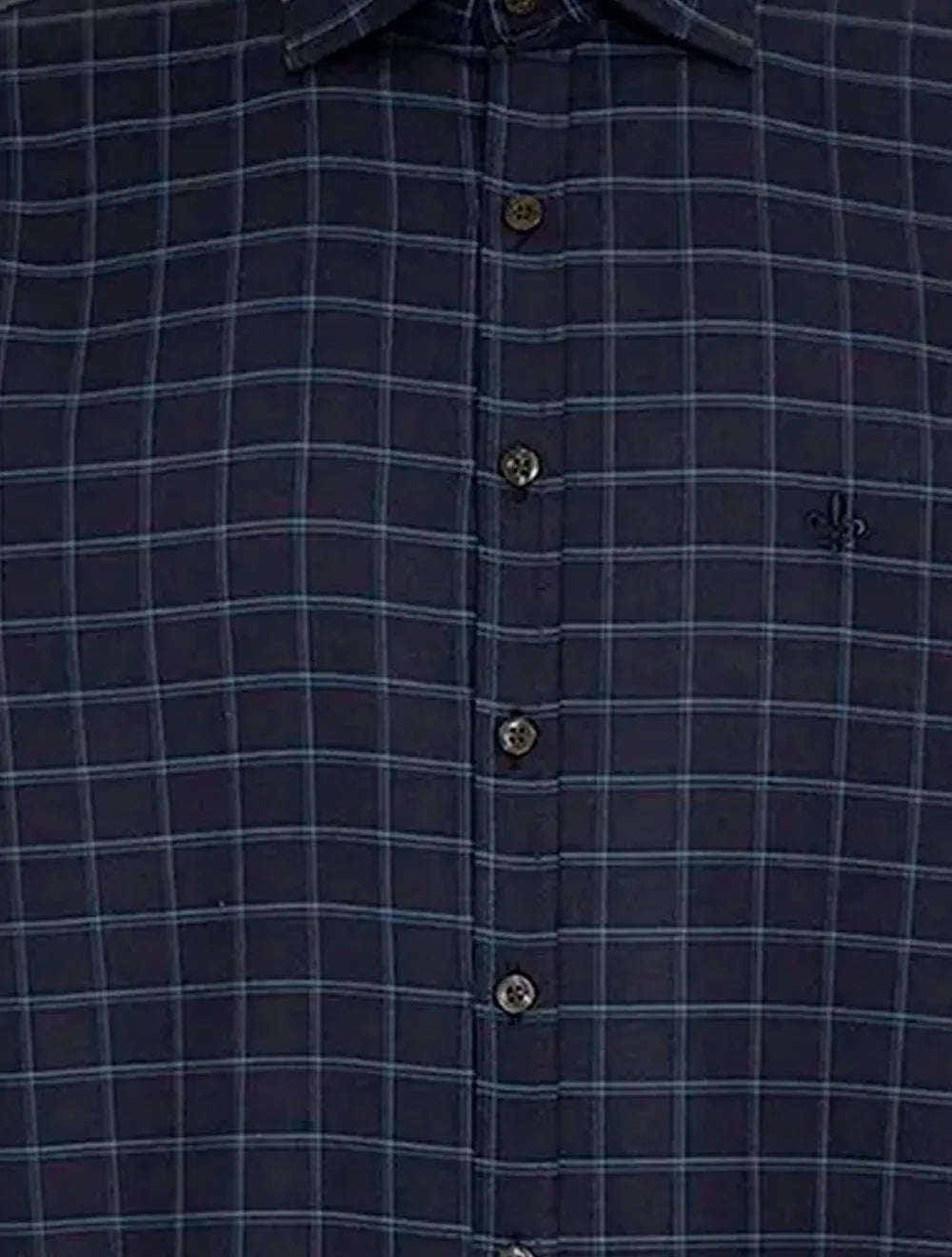 Camisa Dudalina Masculina Comfort Superfine Cotton Xadrez Azul Marinho