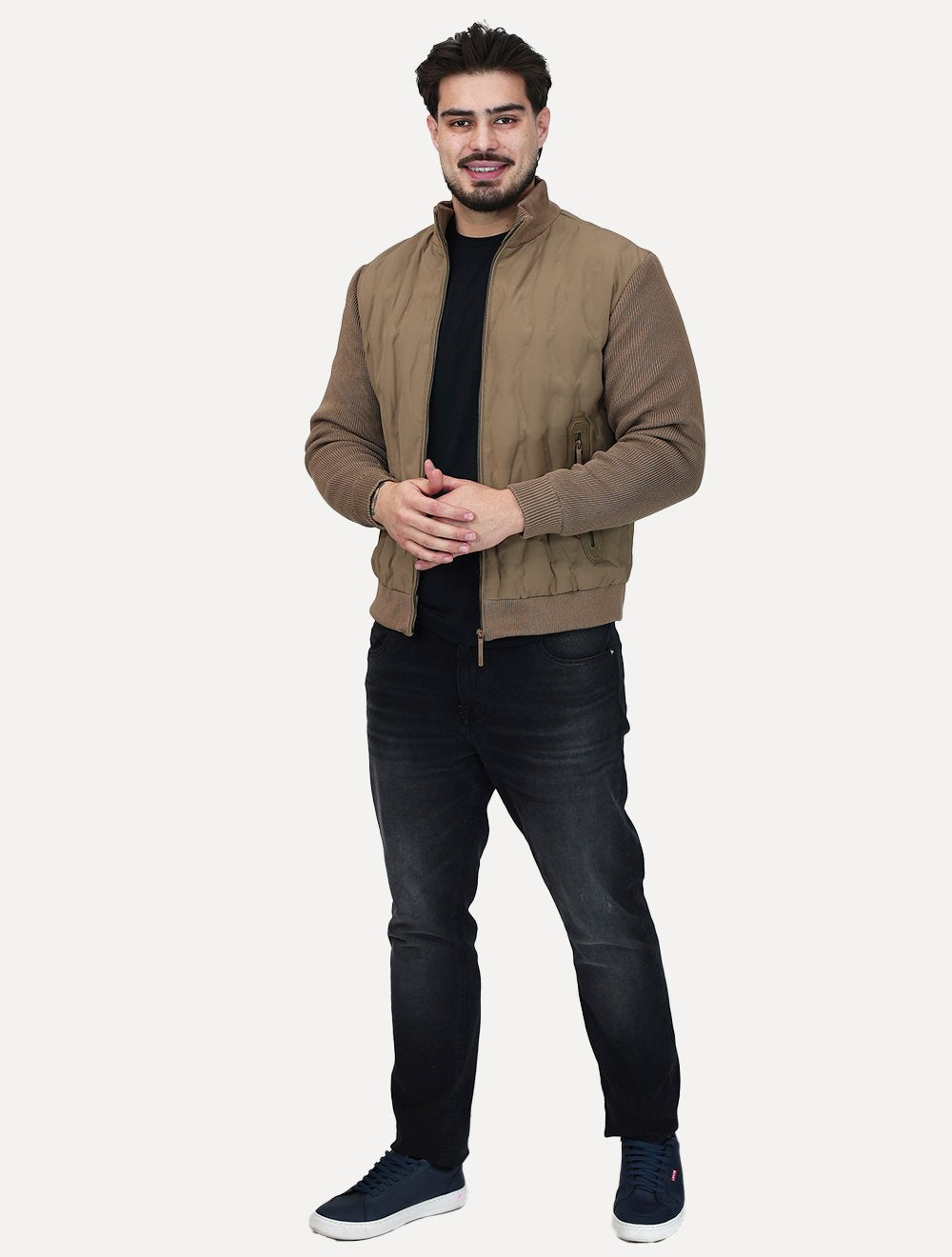 Jaqueta Dixen Masculina Nylon Manga Ribana Pocket Zip Cáqui