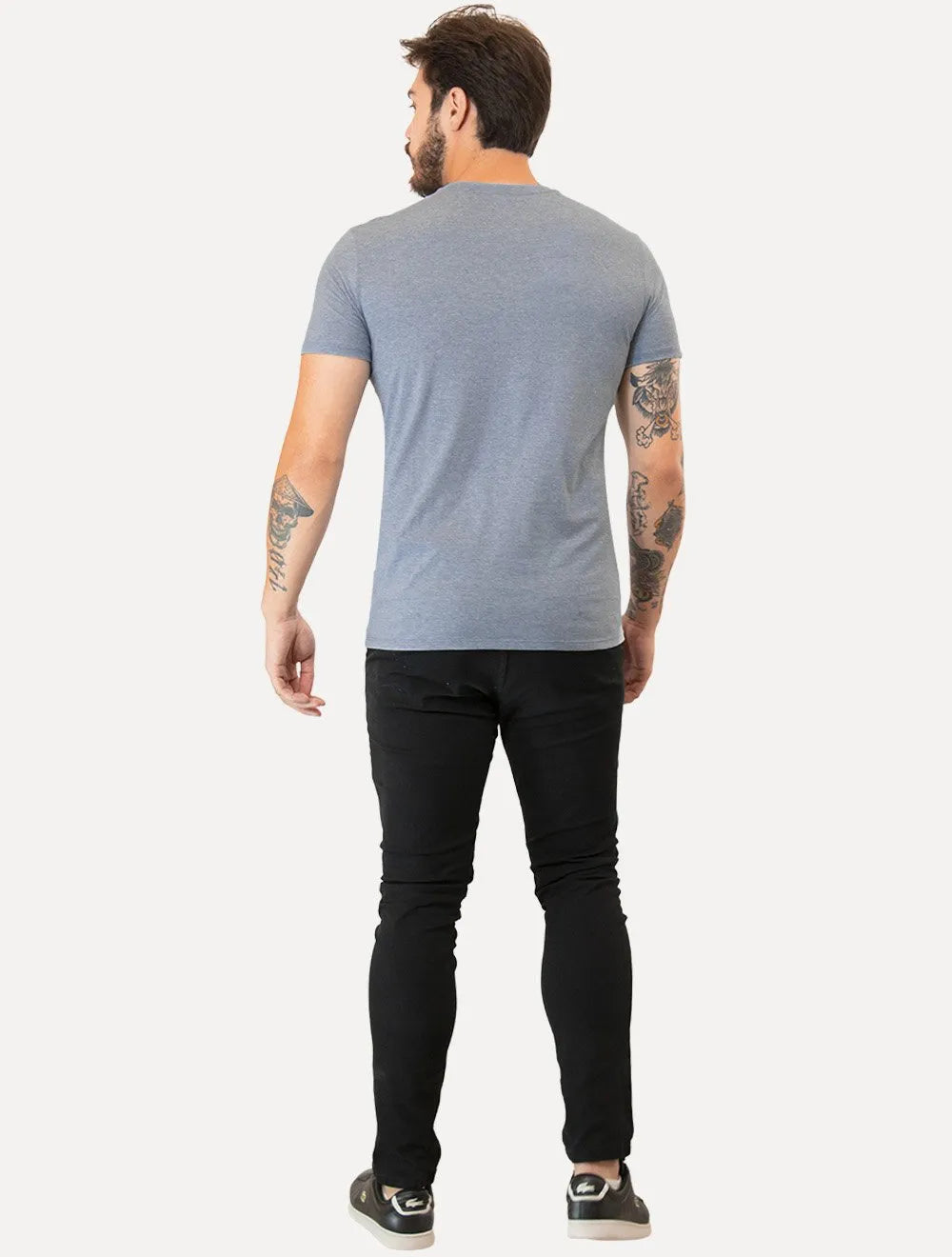 Camiseta Lacoste Masculina Jersey Pima Cotton Azul Mescla