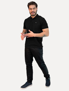 Polo Calvin Klein Masculina Piquet Regular CKJ Bordado Preta