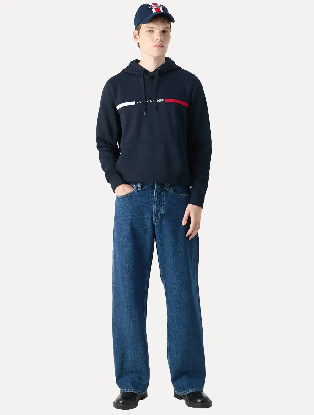 Moletom Tommy Hilfiger Masculino Chest Insert Flag Hoodie Azul Marinho