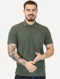 Polo Guess Masculina Piquet Silk Linear Light Friso Verde Militar