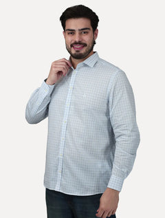 Camisa Dudalina Masculina Slim Superfine Cotton Xadrez Azul Claro