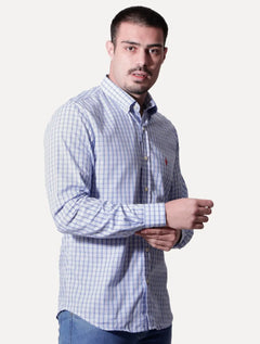 Camisa Ralph Lauren Masculina Custom Fit Turim Xadrez Azul