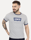 Camiseta Levis Masculina Standard  Ringer Azul Cinza Mescla