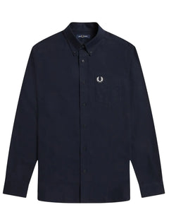 Camisa Fred Perry Masculina Oxford Pocket Light Logo Azul Marinho