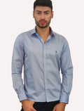 Camisa Dudalina Masculina Slim Superfine Cotton Mini Print Azul Claro