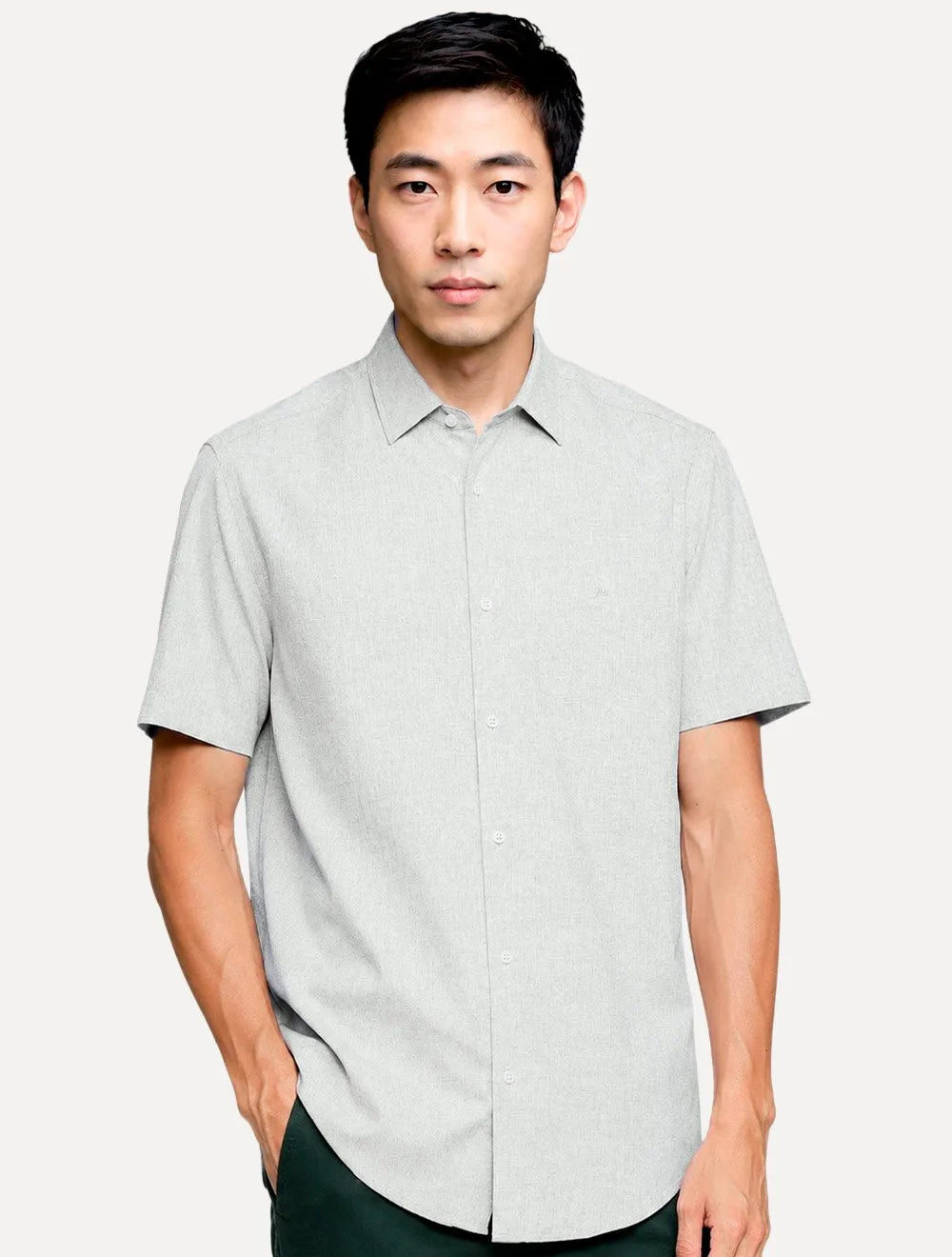 Camisa Aramis Masculina Manga Curta Slim Modal Boa Vista Cinza