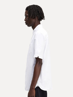 Camisa Fred Perry Masculina Manga Curta Oxford Pocket Black Logo Branca