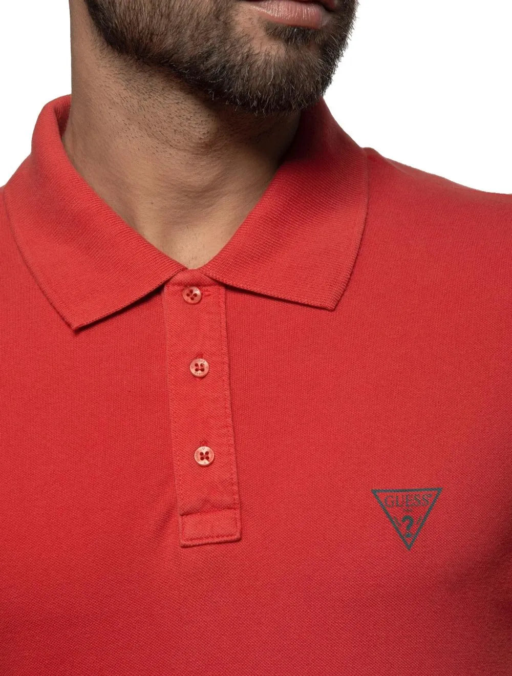 Polo Guess Masculina Piquet Cranberry Splash Laranja Coral