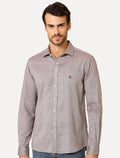 Camisa Dudalina Masculina Slim Fit Superfine Cotton Marrom Médio Mescla