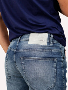 Bermuda Ellus Jeans Masculina Dark Indigo Elastic Long Médio