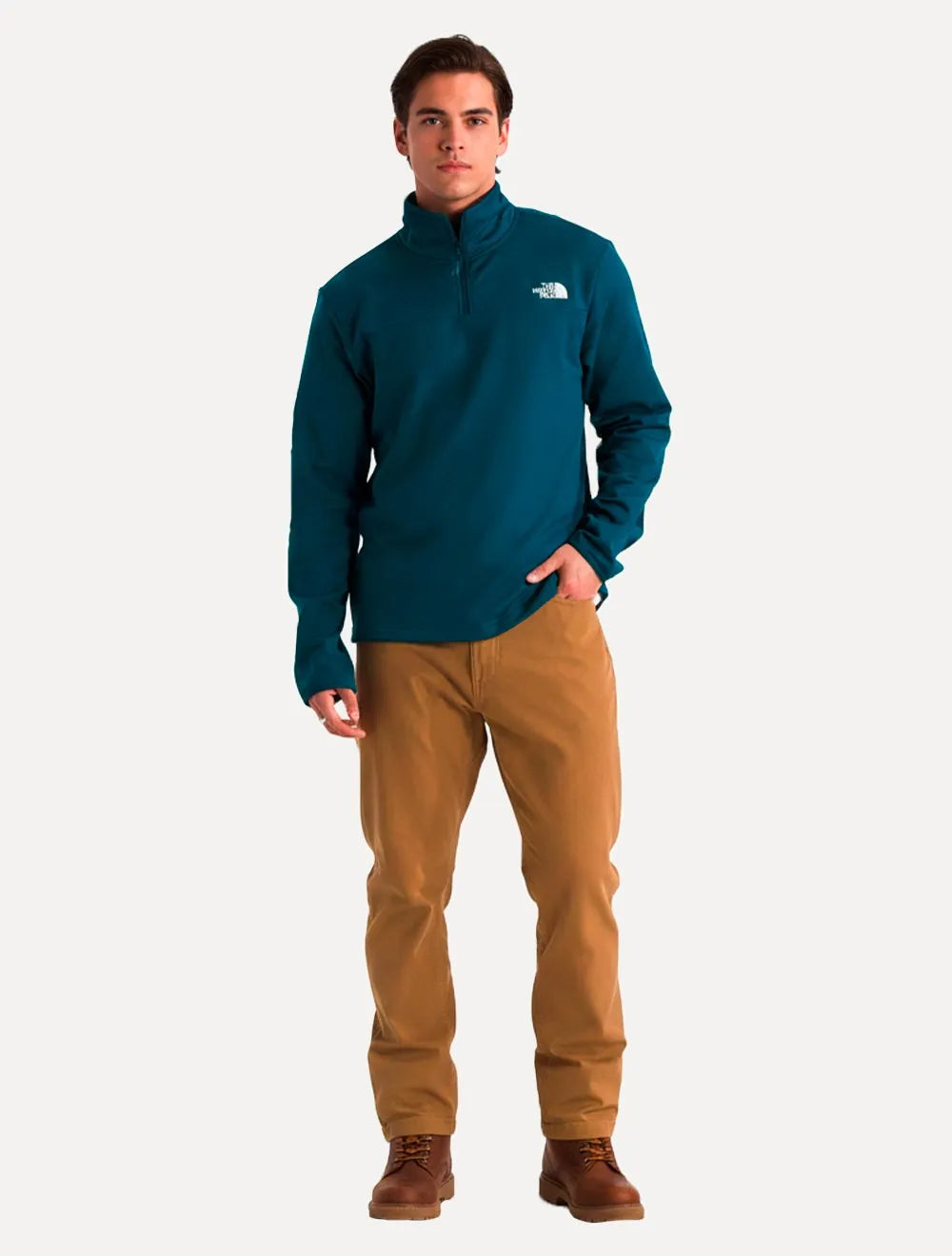 Blusa The North Face Masculina Pulover Cedar Trail Grid Fleece 1/4 ZIP Azul Petróleo
