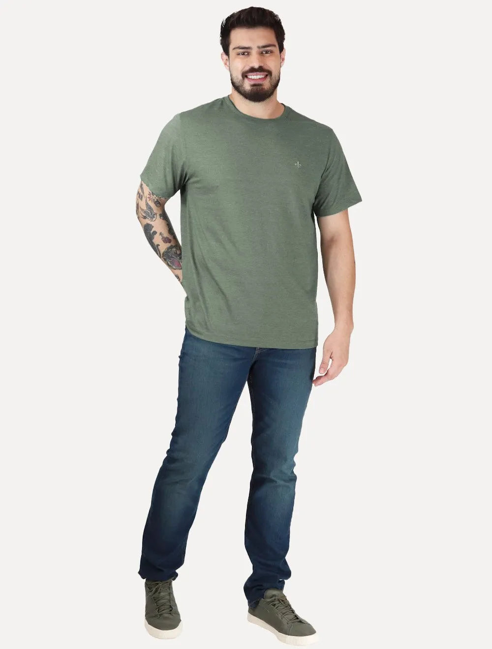 Camiseta Dudalina Masculina Regular Mono Icon Verde Médio