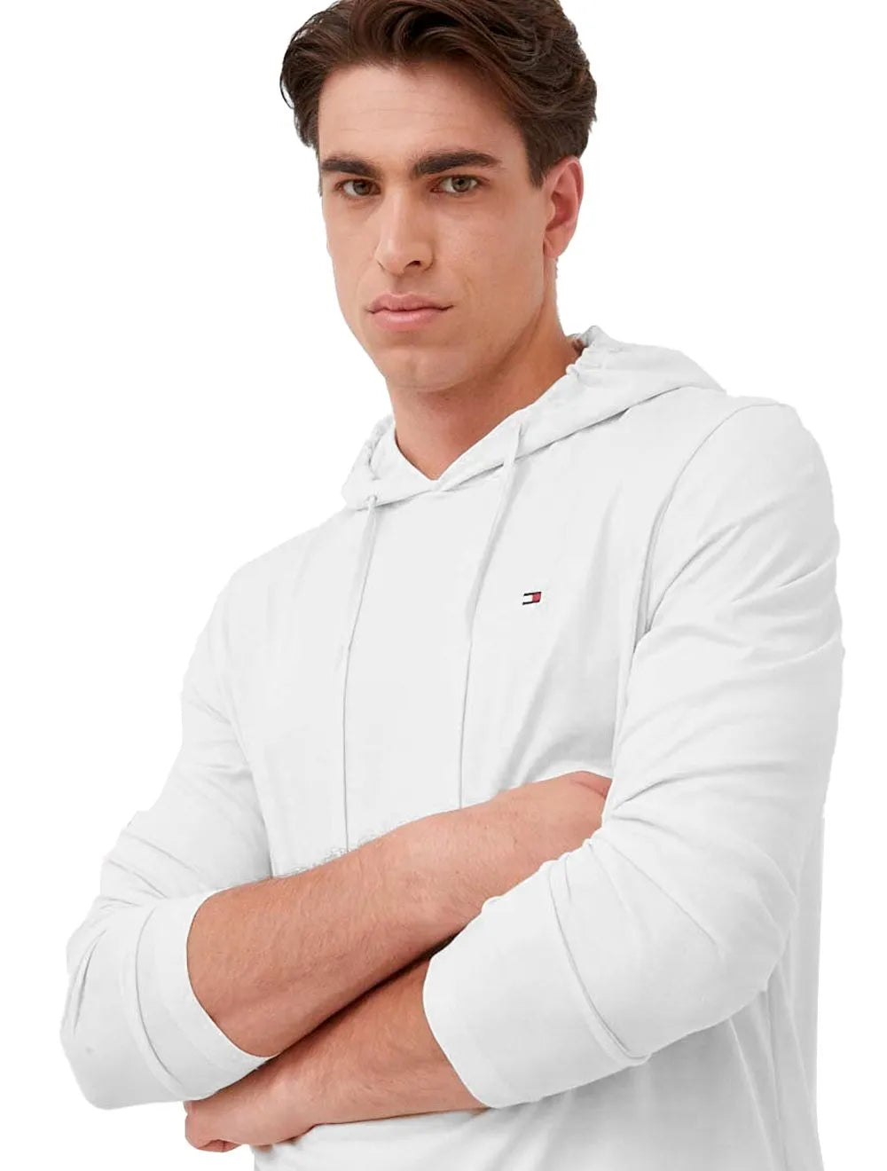 Camiseta Tommy Hilfiger Masculina Manga Longa Hooded Branca