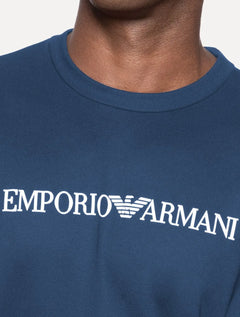 Blusa Moletom Empório Armani Masculina Chest Logo Azul