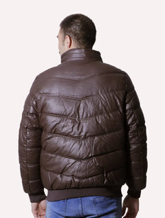 Jaqueta Victory Eagle Masculina PU Leather Bomber Zip Marrom