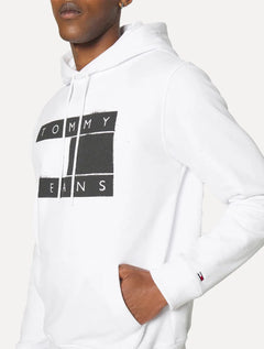 Moletom Tommy Jeans Masculino Hoodie Flag Logo Spray Branco