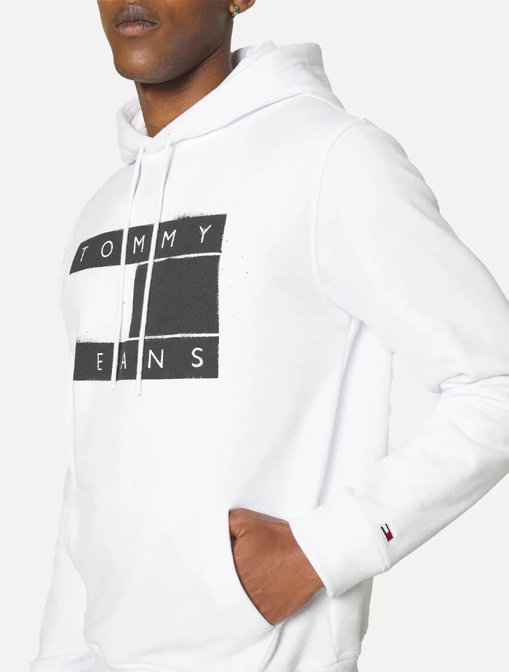 Moletom Tommy Jeans Masculino Hoodie Flag Logo Spray Branco