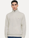 Suéter Tommy Hilfiger Masculino Essential Cotton Half Zip Mock Areia