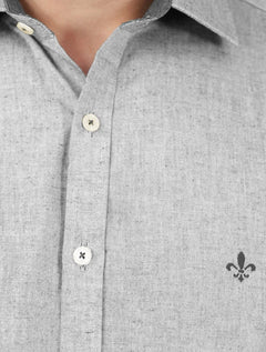 Camisa Dudalina Masculina Comfort Superfine Cotton Melange Cinza Medio