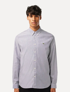 Camisa Lacoste Masculina Regular Stripes Blanc Marine Branca
