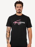 Camiseta Tommy Jeans Masculina Regular Spray Pop Logo Preta