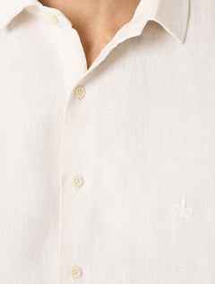 Camisa Dudalina Masculina Manga Curta Comfort Fit Slub Cotton Flame Off White