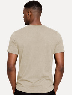 Camiseta Dudalina Regular Fit Listras Relevo Cáqui Claro