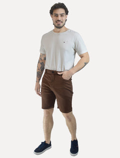 Bermuda Reserva Masculina Sarja Color Marrom Escuro