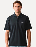 Polo Armani Exchange Regular Fit Pique Rib Details Azul Marinho