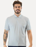 Polo Guess Masculina Piquet Frieze Logo Relief Azul Claro