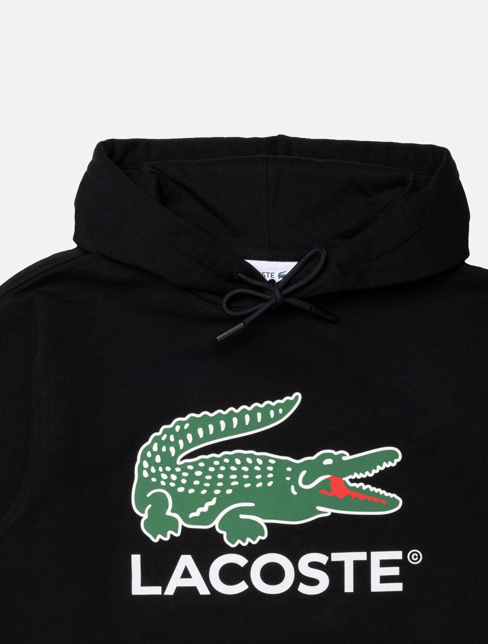 Moletom Lacoste Masculino Hoodie Classic Fit Cotton Fleece Logo Preta