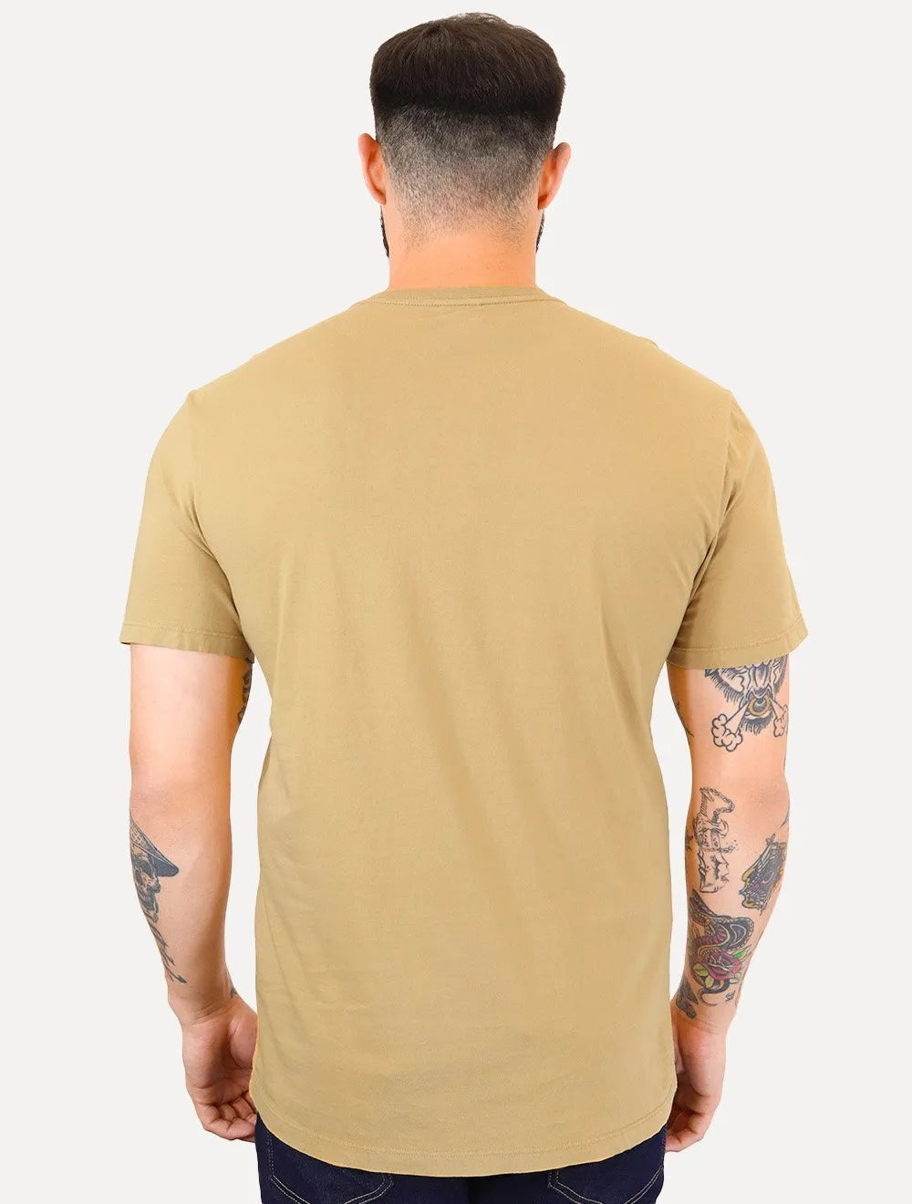 Camiseta Tommy Jeans Masculina Regular Jersey C-Neck Flag Marrom Claro