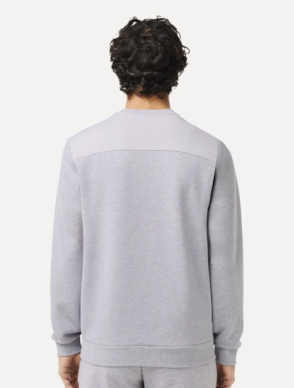 Moletom Lacoste Masculino Crewneck Sport Mesh Panels Cinza Mescla
