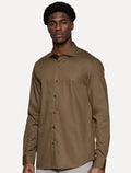 Camisa Aramis Masculina Slim Damero Mono Logo Marrom Escuro